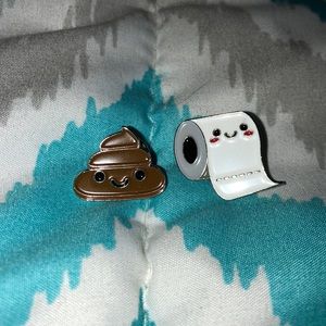 Poop and Toilet Paper Best Friends Pin set